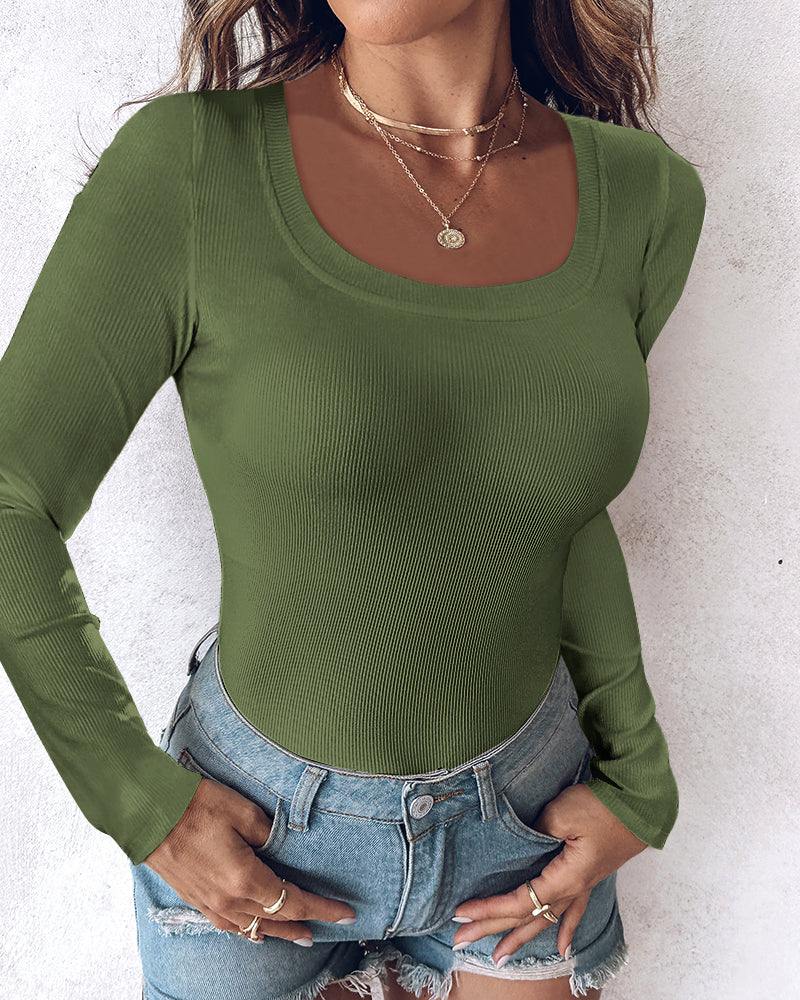 Geripptes Longsleeve mit BH
