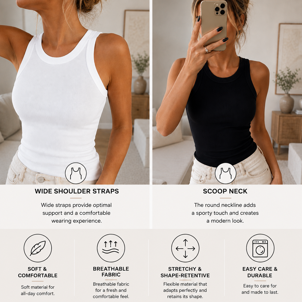 Geripptes Tank Top